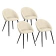 ID MARKET - Lot de 4 chaises NAYA en velours crème pour salle à manger - vignette