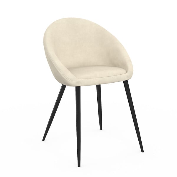 ID MARKET - Lot de 4 chaises NAYA en velours crème pour salle à manger - large