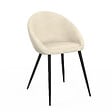 ID MARKET - Lot de 4 chaises NAYA en velours crème pour salle à manger - vignette