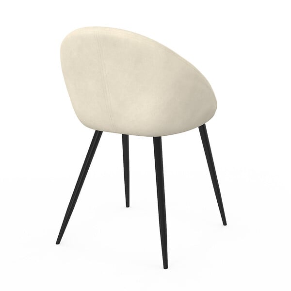 ID MARKET - Lot de 4 chaises NAYA en velours crème pour salle à manger - large