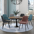 ID MARKET - Lot de 6 chaises THALYA en velours mix color pastel bleu x2, gris foncé x2, gris clair, rose avec accoudoirs - vignette