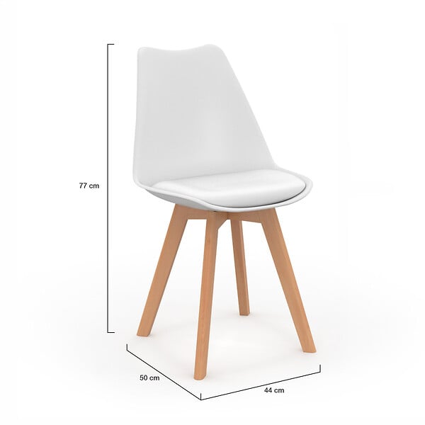 ID MARKET - Lot de 4 chaises scandinaves SARA blanches pour salle à manger - large