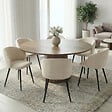 ID MARKET - Lot de 6 chaises KIRA en velours crème pour salle à manger - vignette