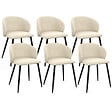 ID MARKET - Lot de 6 chaises KIRA en velours crème pour salle à manger - vignette