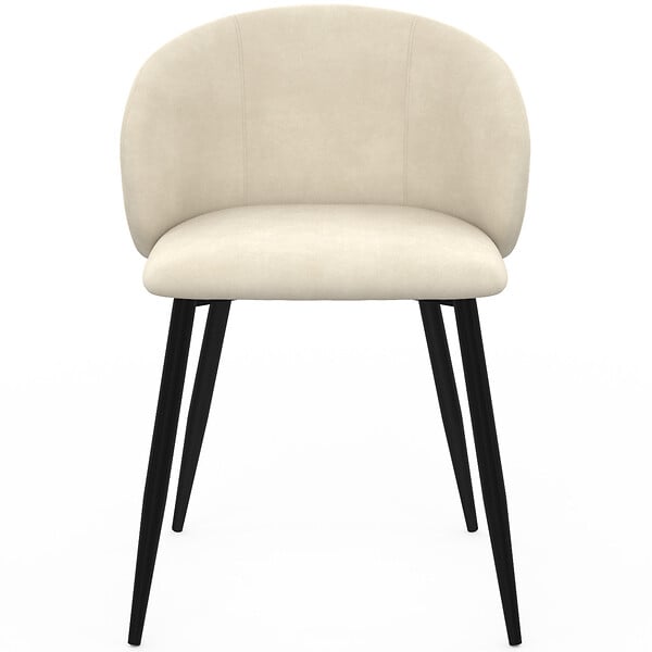 ID MARKET - Lot de 6 chaises KIRA en velours crème pour salle à manger - large