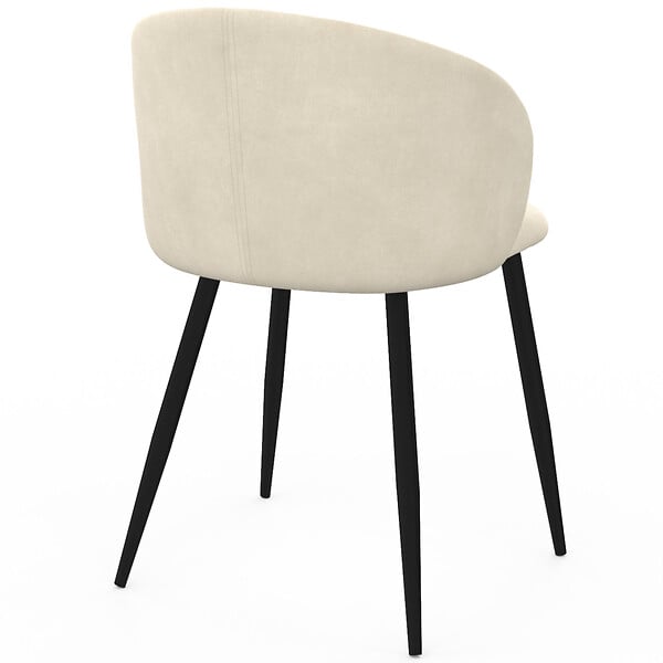 ID MARKET - Lot de 6 chaises KIRA en velours crème pour salle à manger - large