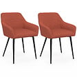 ID MARKET - Lot de 2 chaises de salle à manger, fauteuils de table JANY en velours côtelé terracotta - vignette