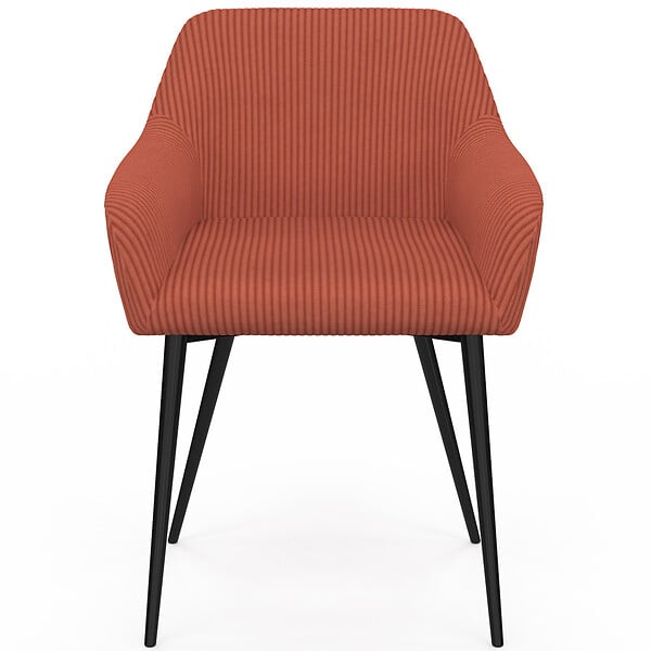 ID MARKET - Lot de 2 chaises de salle à manger, fauteuils de table JANY en velours côtelé terracotta - large