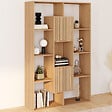 ID MARKET - Etagère bibliothèque COLETTE avec 11 compartiments et 2 cases JULIETTE effet lattes 143 cm - vignette