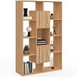 ID MARKET - Etagère bibliothèque COLETTE avec 11 compartiments et 2 cases JULIETTE effet lattes 143 cm - vignette