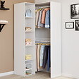 ID MARKET - Dressing d'angle modulable L. 90 / 127 cm MELMAN double penderie + étagères blanc - vignette