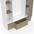 ID MARKET - Dressing double penderie DIANE 140 x 45 x 167 cm blanc avec étagères + boites de rangement + rideau taupe - vignette