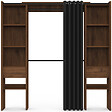 ID MARKET - Dressing extensible double MERYL 120/180 x 50 x 180 cm noyer avec étagères + double penderie + rideau noir - vignette