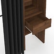ID MARKET - Dressing extensible double MERYL 120/180 x 50 x 180 cm noyer avec étagères + double penderie + rideau noir - vignette