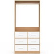 ID MARKET - Dressing penderie L. 80 cm UPPAH avec 6 tiroirs bois façon hêtre et blanc - vignette