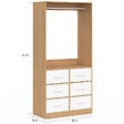 ID MARKET - Dressing penderie L. 80 cm UPPAH avec 6 tiroirs bois façon hêtre et blanc - vignette