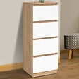 ID MARKET - Meuble d'appoint 4 tiroirs TOMI 30 cm chiffonnier bois façon hêtre et blanc pour entrée salle de bain - vignette