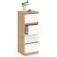 ID MARKET - Meuble d'appoint 4 tiroirs TOMI 30 cm chiffonnier bois façon hêtre et blanc pour entrée salle de bain - vignette