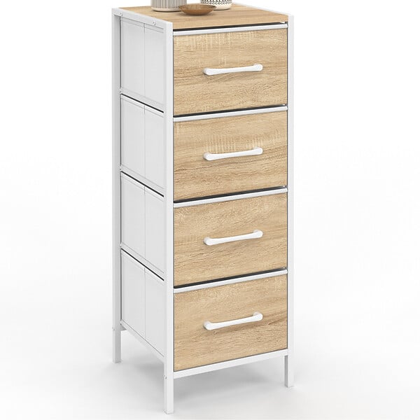ID MARKET - Meuble d'appoint 4 tiroirs UTAH 30 cm chiffonnier, meuble de rangement design industriel bois et blanc - large