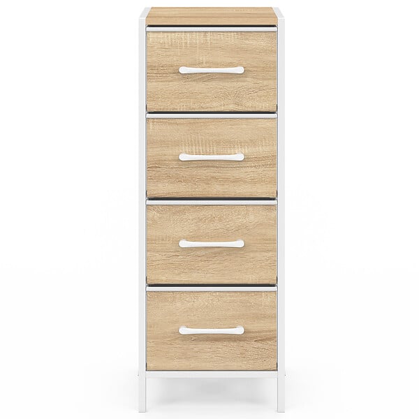 ID MARKET - Meuble d'appoint 4 tiroirs UTAH 30 cm chiffonnier, meuble de rangement design industriel bois et blanc - large