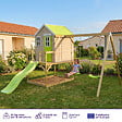KANGUI - Maisonnette Enfant Extérieur en Bois TINNI avec Plateforme, Toboggan et double B - vignette