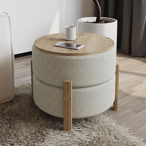 HABITAT ET JARDIN - Pouf en bois "Clone" - 47 x 48 x 45 cm - Beige - large