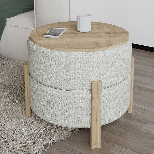 HABITAT ET JARDIN - Pouf en bois "Clone" - 47 x 48 x 45 cm - Beige - large