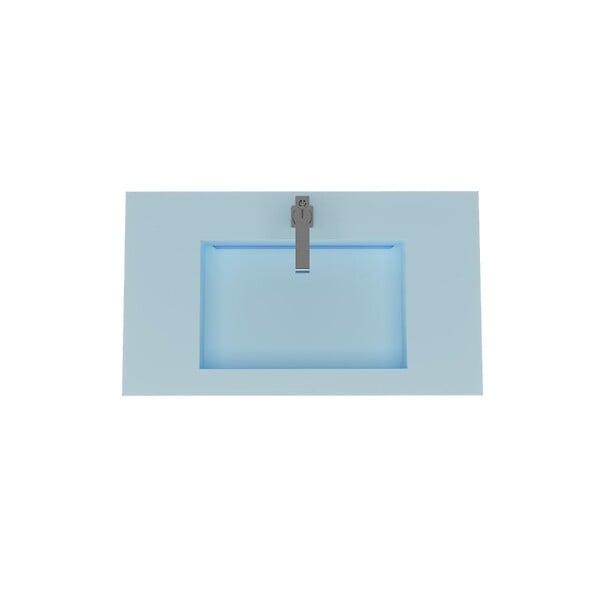 KIAMAMI VALENTINA - Lavabo Hpl 80 Cm Bleu Ciel Avec Cuvette Centrale - large