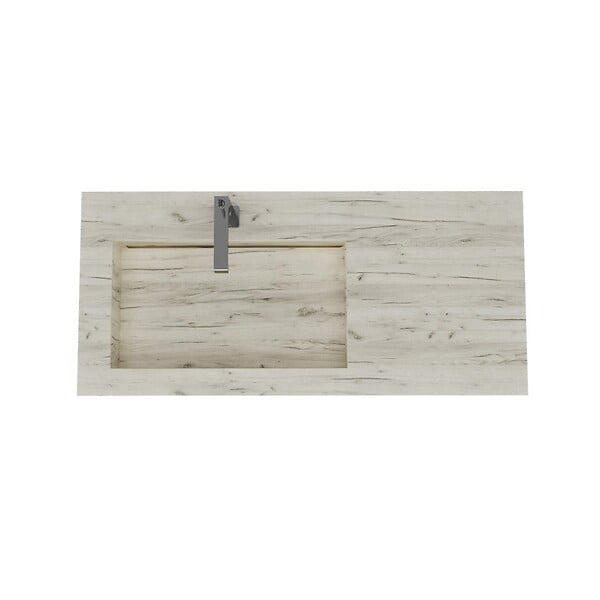 KIAMAMI VALENTINA - Hpl Lavabo De Salle De Bain Avec Vasque Gauche Chêne Glacé 100Cm - large