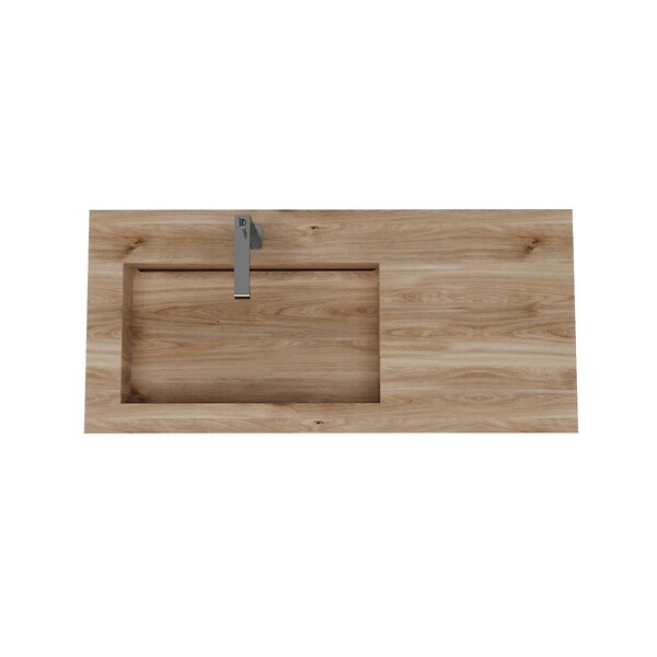 KIAMAMI VALENTINA - 100Cm Hpl Lavabo De Salle De Bain Chêne Miel Effet Bois - large