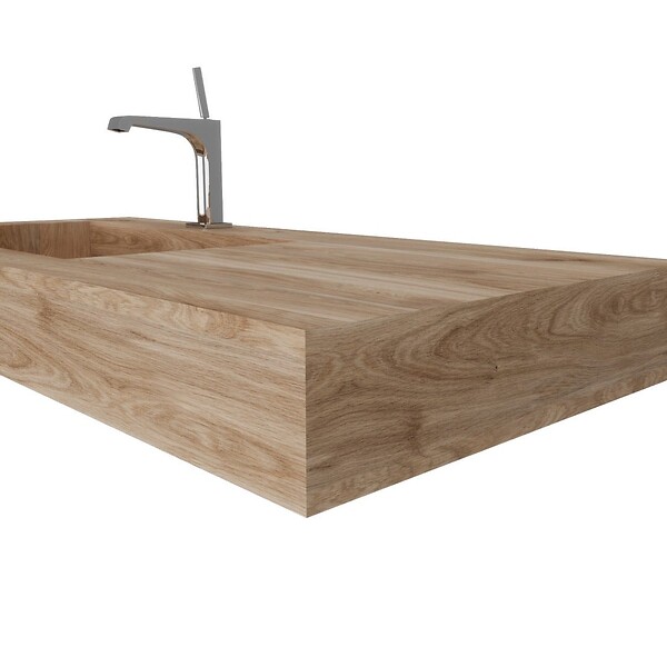 KIAMAMI VALENTINA - 100Cm Hpl Lavabo De Salle De Bain Chêne Miel Effet Bois - large
