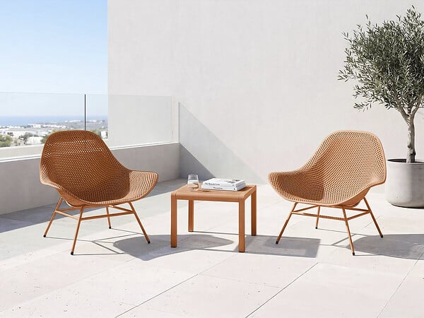 HABITAT ET JARDIN - Lot de 2 fauteuils de jardin avec table basse "Soléna" - Orange - large