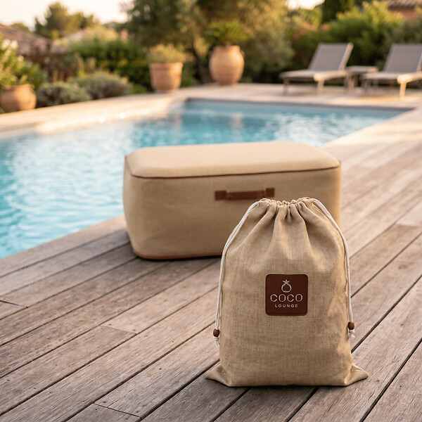 COCO LOUNGE - Pouf de jardin gonflable NUMA Collection Boho - couleur toile de jute - large