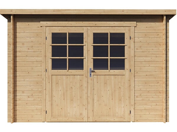 HABITAT ET JARDIN - Abri de jardin en bois monopente "Rowan" - 9,5 m² - 28 mm - Beige - large