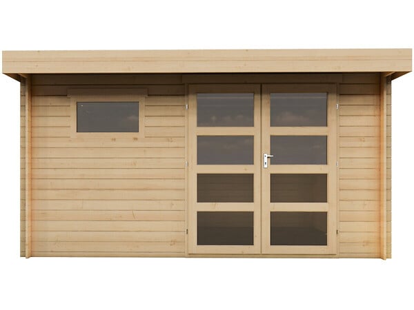 HABITAT ET JARDIN - Abri de jardin en bois avec toit plat "Oak" - 13,1 m² - 28 mm - Beige - large