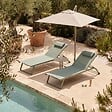 OVIALA - Lot de 2 bains de soleil inclinable avec roues vert cactus - Olmeta - vignette