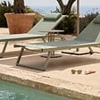 OVIALA - Lot de 2 bains de soleil inclinable avec roues vert cactus - Olmeta - vignette