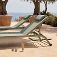 OVIALA - Lot de 2 bains de soleil inclinable avec roues vert cactus - Olmeta - vignette