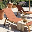 OVIALA - Lot de 2 bains de soleil effet bois inclinable avec roues terracotta - Futuna - vignette
