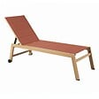 OVIALA - Lot de 2 bains de soleil effet bois inclinable avec roues terracotta - Futuna - vignette