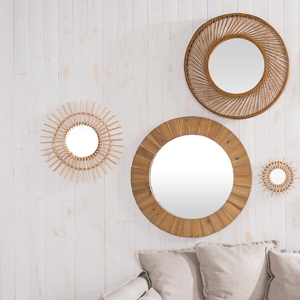 ATMOSPHERA - Grand Miroir mural en Bois de Sapin D 83 cm - large