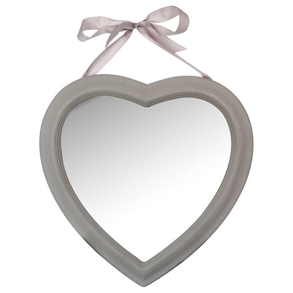 ATMOSPHERA - Miroir mural Coeur en Bois avec Ruban 40 x 40 cm - large