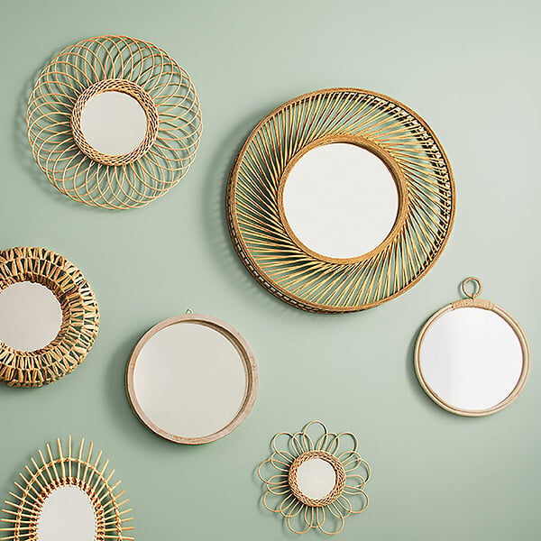 ATMOSPHERA - Grand Miroir mural spirale en Bambou naturel D 72 cm - large