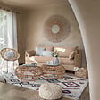 ATMOSPHERA - Miroir mural en Métal et Rotin D 110 cm - vignette