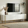 HABITAT ET JARDIN - Meuble TV en bois "Nexus" - 180 x 30 x 45 cm - Blanc / Or - vignette
