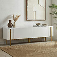HABITAT ET JARDIN - Meuble TV en bois "Nexus" - 180 x 30 x 45 cm - Blanc / Or - vignette