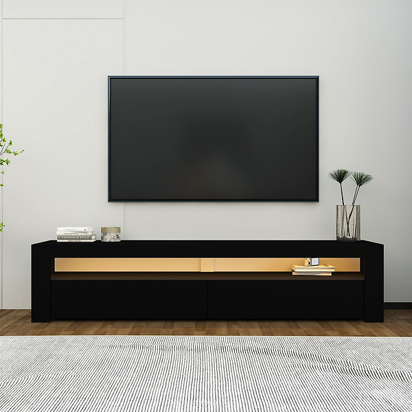 HABITAT ET JARDIN - Meuble TV en bois "Bati" - 150 x 36 x 46 cm - Noir - large