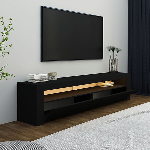 HABITAT ET JARDIN - Meuble TV en bois "Bati" - 150 x 36 x 46 cm - Noir - large