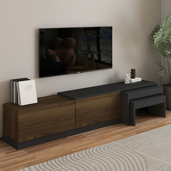 HABITAT ET JARDIN - Meuble TV en bois "Nest" - 180 x 30 x 36 cm - Marron - large