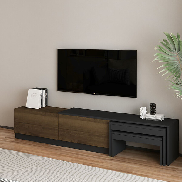 HABITAT ET JARDIN - Meuble TV en bois "Nest" - 180 x 30 x 36 cm - Marron - large